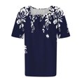 thumbnail image 3 of Camisetas de Cuello Redondo Impreso Gradiente de las Mujeres, Manga Corta Casual Top para el Uso Diario, 3 of 7
