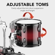 Best Choice Products 5-Piece Beginner Drum Set w/ Snare, Bass, Toms, Cymbal, Hi-Hat, Sticks Drum Pedal - Cherry Sunburst