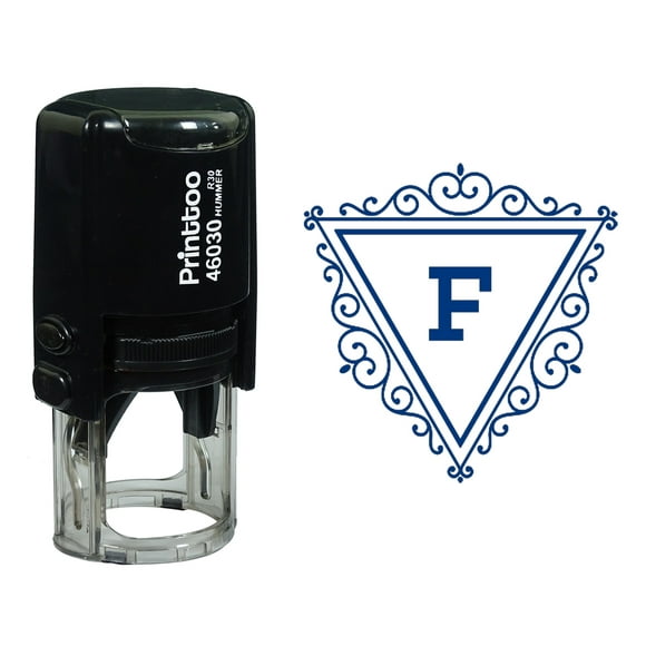 Printtoo F Alphabet Swirl Border Triangle Monogram Initial Self Inking Rubber Stamp Office Stationary