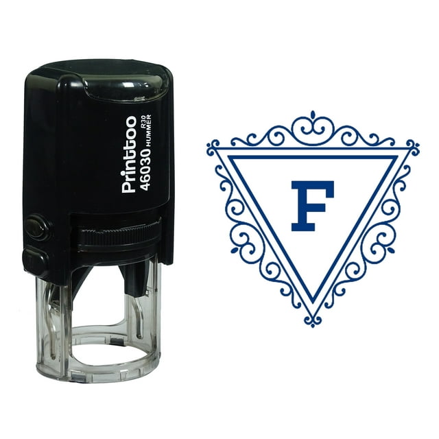 Printtoo F Alphabet Swirl Border Triangle Monogram Initial Self Inking Rubber Stamp Office Stationary