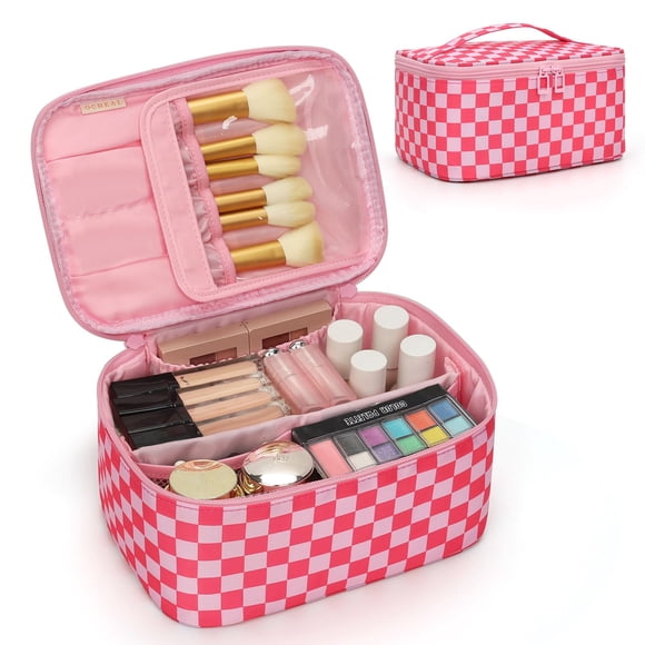 Bolsa de maquillaje OCHEAL Bolsa de cosméticos portátil de gran capacidad rosa
