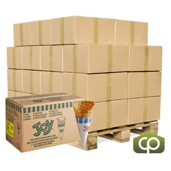 JOY Regular Jacketed Waffle Ice Cream Cone - 216/Case (42cases/PALLET)- TOTAL 9072 CONES