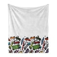 thumbnail image 1 of Cars Soft Flannel Fleece Throw Blanket, Group of Hand Drawn Toy Cars Clustered Colorful Pattern Children Friendly Design, Cozy Plush for Indoor and Outdoor Use, 50" x 70", Multicolor, by Ambesonne, 1 of 6