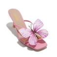 thumbnail image 4 of XYD Women Open Square Toe Colorful Butterfly Slide Sandals Slip on Mid Thin Heel Mules Chic Summer Beach Shoes Size 14 Pink, 4 of 4