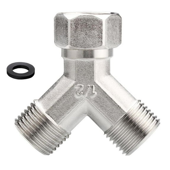 Copper Y Dual Splitter Connector 1/2 Inch BSP Dishwasher Washing Machine Tap Adapter Dual Outlet Water Valve for Home Plumbing Kitchen Bathroom Laundry Room Appliance Installation