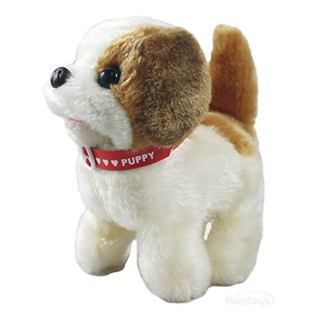 Haktoys Toy Puppy - Battery Operated Walking & Tail Wagging Plush Dog - Colors May Vary