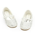 thumbnail image 2 of Dream Pairs Kids Girls Rhinestones Ballet Flat Shoes Toddler Fashion Dress Shoes MUY-SHINE-INFANT WHITE/SUEDE Size 5 Toddler, 2 of 5