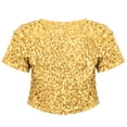 thumbnail image 2 of Jowowha Women's Fashion Casual Cardigan Short Sleeve Glitter Sequin Cover Up Cropped Jacket Coat Gold One Size, 2 of 7