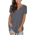 thumbnail image 2 of Traleubie Women's Plus Size Tunic Top Short Sleeve Henley T-Shirt Floral Casual Blouse for Female m-4x, 2 of 9