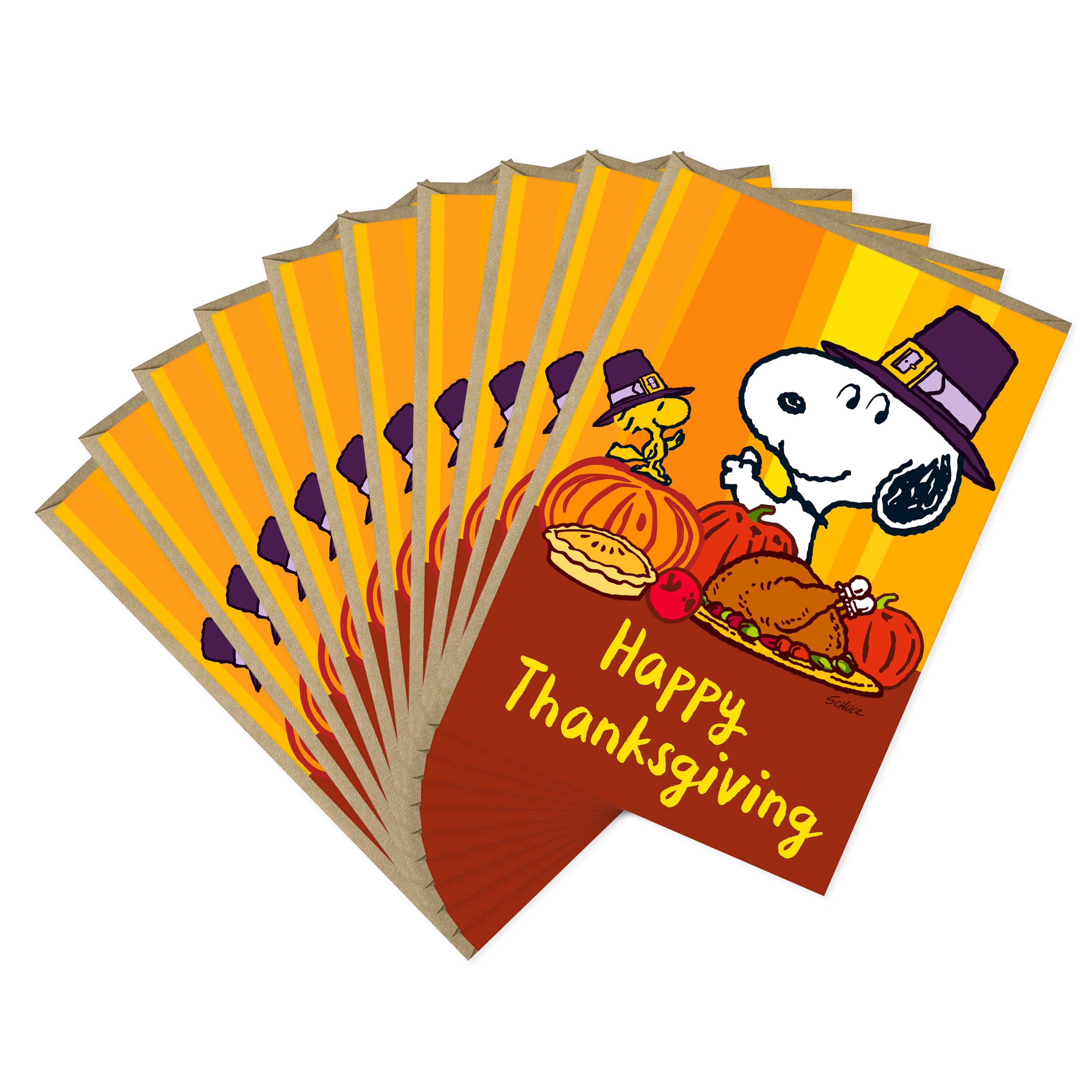 Hallmark Snoopy Woodstock Greeting Cards with Envelopes, 5' x 7.19' (10 Count)