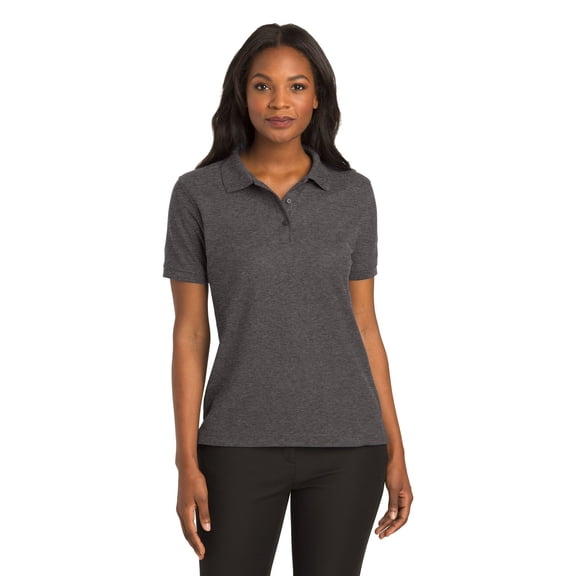 Port Authority Adult Female Women Plain Polo Char Hthr Grey 5X-Large