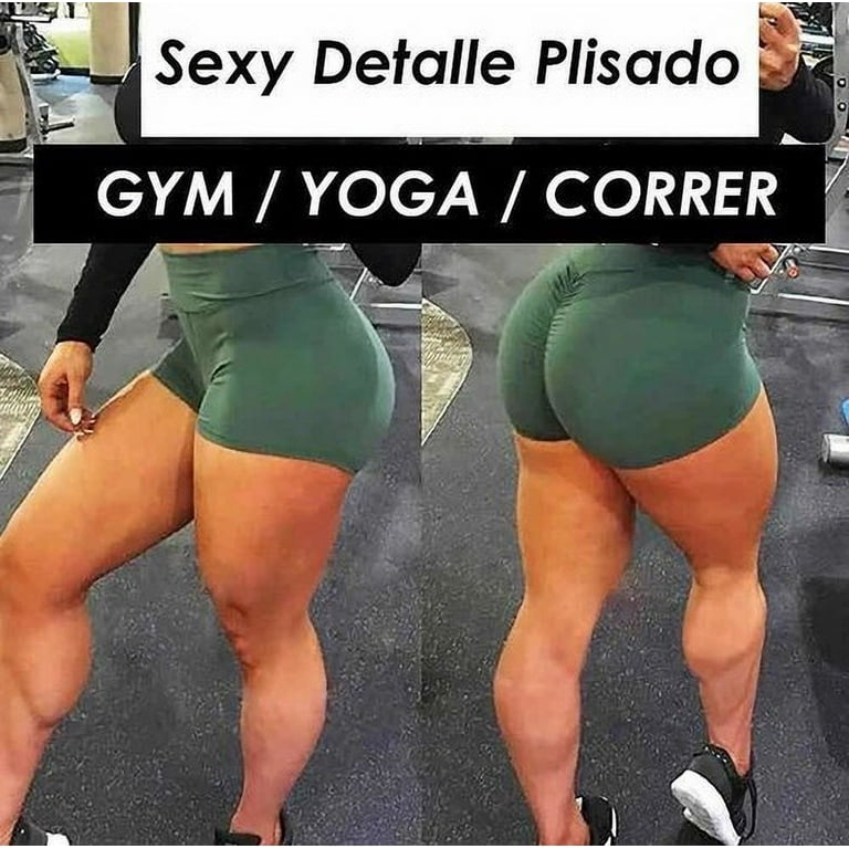 Short Licra Deportiva Gym Yoga Sexy Levanta Pompa Plisado Ms