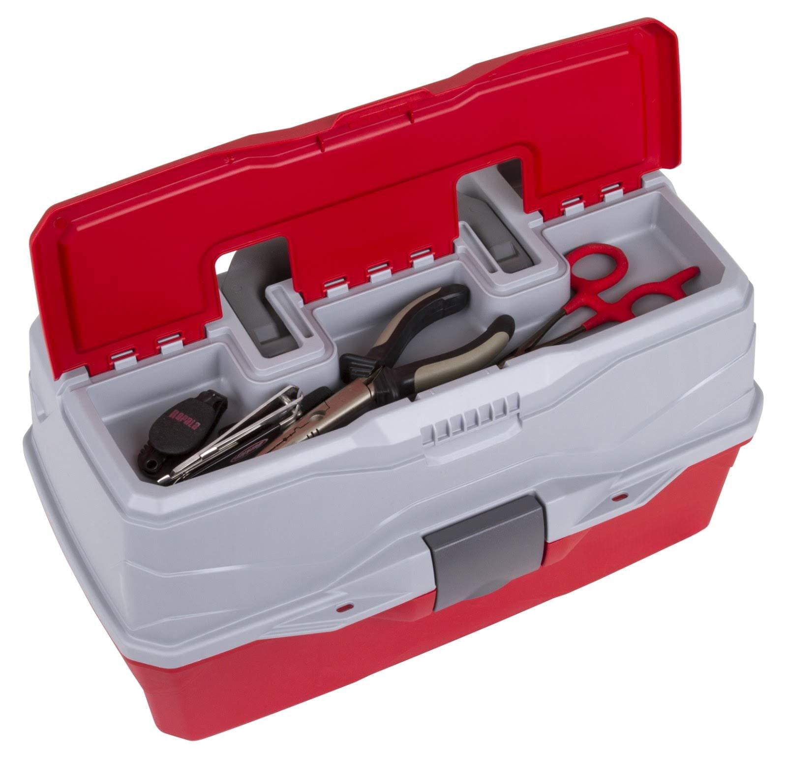 Outdoors 6383tb 3-tray Tackle Box - Classic Fishing Lure Storage Organizer  Large Portable 32 Tray Compartments Red/gray