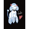 thumbnail image 2 of Cute Cartoon Dog Graphic Women's Short-Sleeve T-Shirt, Casual Summer Top with Playful "Little" Lettering, Comfortable Polyester Blend, Machine Washable, Black with Blue and White Design, 2 of 6