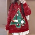 thumbnail image 1 of EGNMCR Cardigans pour Femmes, Chandails pour Femmes Mode Décontractée de Noël Imprimé à Capuche Col Rond Manches Longues Chandail Femmes Chandail, 1 of 9