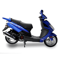 Ice Bear Hawkeye PMZ150-3C 150cc Gas Powered Scooter with Front Disc Brake, Electric Start, Cargo Box, Dual Shocks, 13 Inch Rims (Blue)