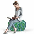 thumbnail image 2 of Tropical Pouf Cover with Zipper, Vertically Designed Leaves Seaweed Greenery Summer Plantation, Soft Decorative Fabric Unstuffed Case, 30" W X 17.3" L, Azure Blue Green, by Ambesonne, 2 of 5