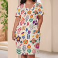 thumbnail image 3 of Vibrant Floral Seamless Pattern Design Women's Loose Short Sleeve Dress Casual Summer Plus Size Long Dresses with Pockets, 3 of 5