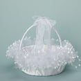 thumbnail image 4 of Cesta de niña de las flores para boda, decorada con lazo, de flores para boda, 8'' Blanco, 4 of 8