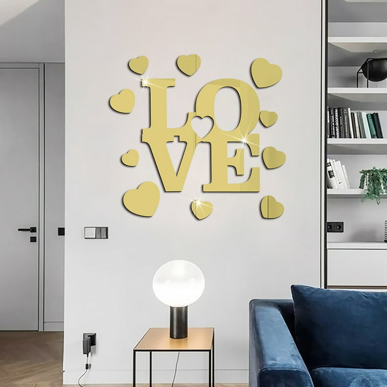 Meuva Heart Shaped Love3d Acrylic Patch Removable Wall Sticker for Bedroom and Living Room Decoration Wall Stickers for Kids Playroom Large Letter