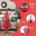 thumbnail image 3 of Mayhihi 4ft Lighted Red Christmas Tree with 50 Warm White Lights, Small Tinsel Artificial Holiday Tree for Indoor Spaces, 3 of 7