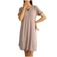 thumbnail image 4 of Sakmal Cute Nightgowns Women Cotton Sleepwear Brown Short Sleeve Nightgowns for Women, 4 of 5