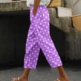 thumbnail image 2 of QATAINLAV Capri Pants for Women Casual Summer High Waist Drawstring Wide Leg Cropped Pants Fashion Polka Dot Print Lounge Capris Pants Purple XL, 2 of 6