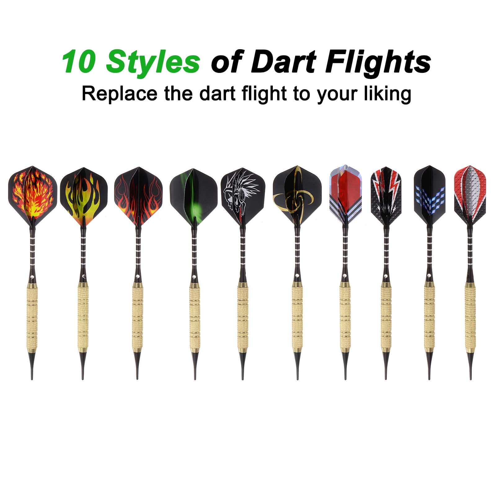 Soft Tip Darts Set- 12Pcs Plastic Tip Darts 100 Extra Dart Tips 42 Dart Flights for Electronic Dart Board
