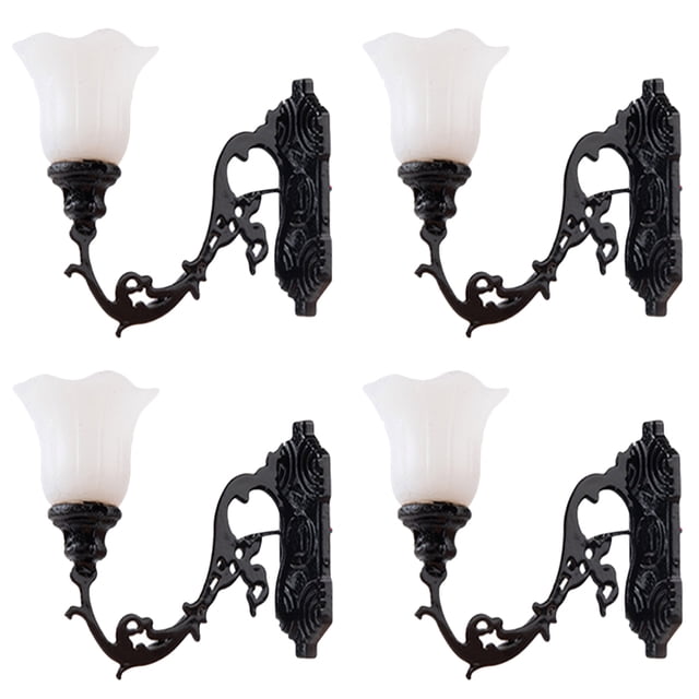 Shisuyan 4pcs Miniature Lamp Models Creative Mini Wall Lamps Decorative Mini Lights Photo Props