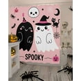 thumbnail image 4 of Halloween Cute Shower Curtain Set ，Waterproof Fabric Shower Curtains Pink Black Spooky Ghost Skeleton Bug Cowweb Shower Curtains for Bathroom,Bathroom Decor 72"x84", 4 of 6
