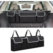 Car Trunk Organizer and Storage, Backseat Hanging Organizer for SUV, Truck, MPV, Waterproof, Collapsible Cargo Storage Bag with 4 Pockets,Car Interior