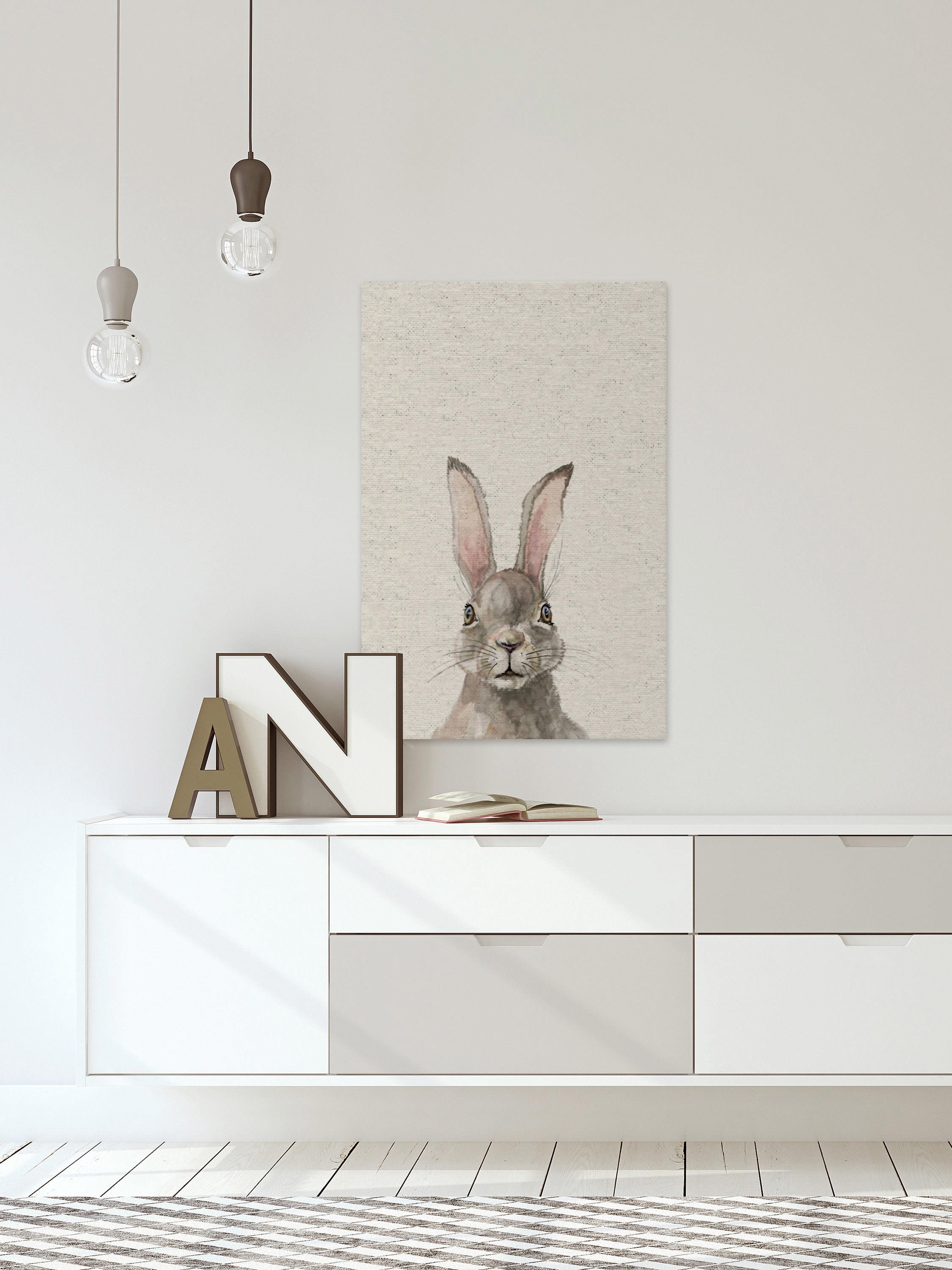 Lapin Gris III Painting Print on Wrapped Canvas