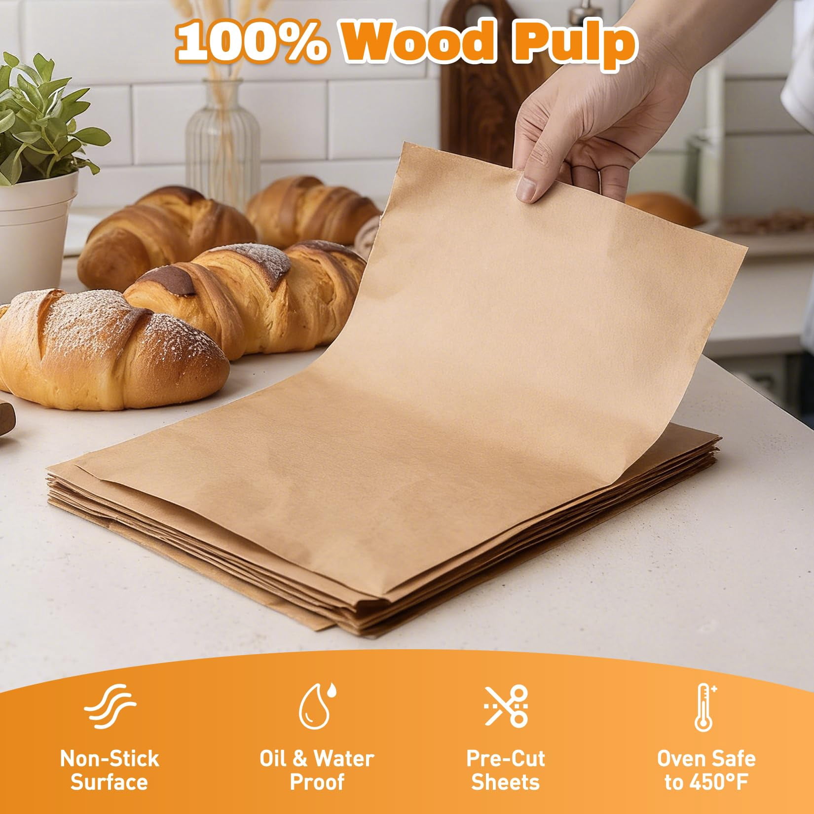 200 Count Parchment Paper Sheets – Unbleached Non-Stick Baking Sheets, Precut Baking Paper for Oven, Air Fryer, Cooking, Available in Multiple Sizes