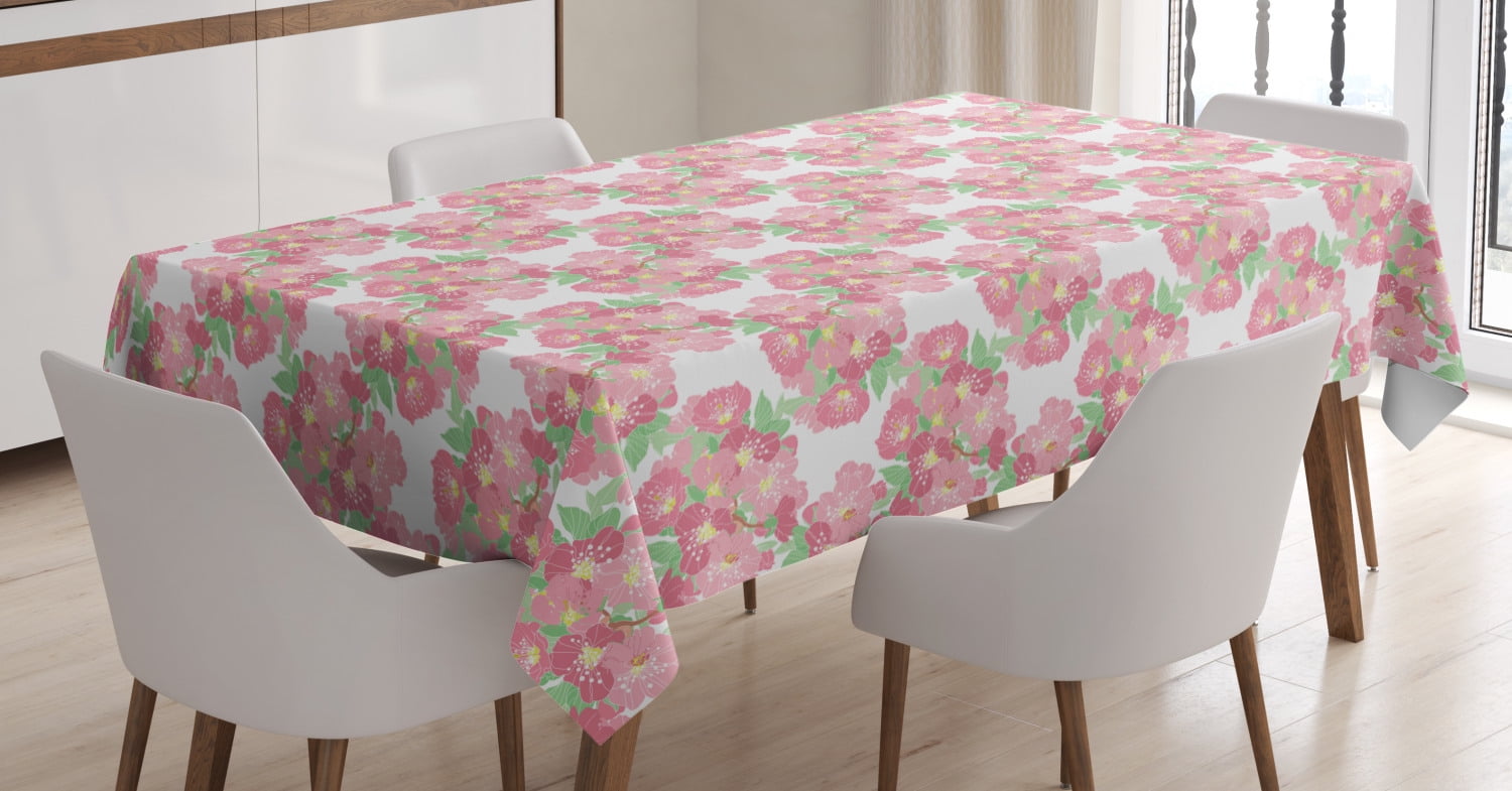Cherry Blossom Tablecloth, Symbolic Japanese Tree Burst out Into