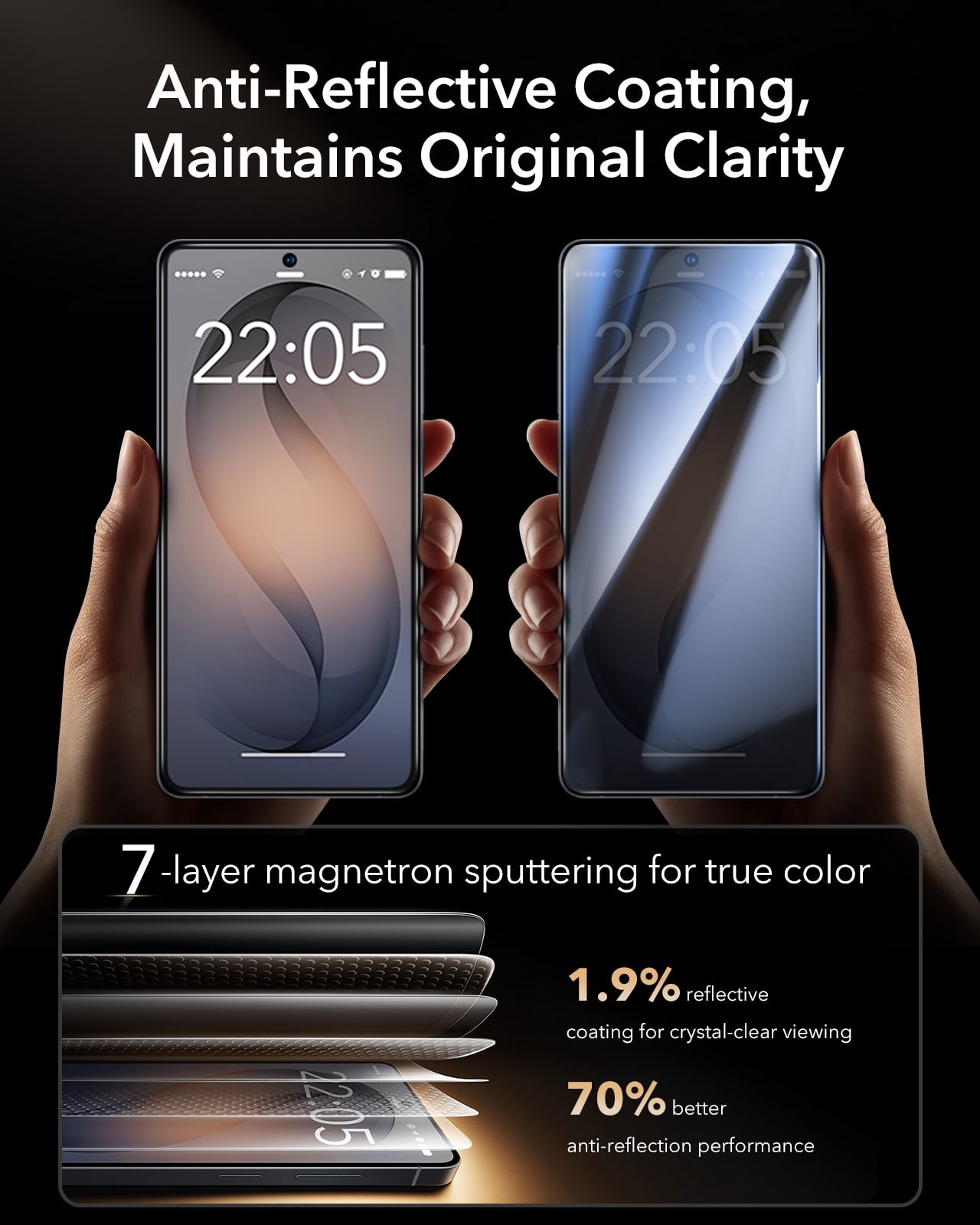 ESR Accessory Glass by Corning™ 3 Pack 9H+ Glass Compatible with Samsung Galaxy S26 Ultra Screen Protector, Anti-Reflective Coating, Military-Grade Protection, Shatterproof & Durable, UltraFit Tray