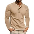 thumbnail image 2 of Mens V Neck Shirt Long Sleeve Buttons Pullover Stand Collar Sweatshirt Contrast Color Sweatshirts Soft Classic Pullovers Loose Workout Sweatshirts Soft Comfy Tshirts Sports Casual Tops, 2 of 7