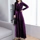 thumbnail image 2 of Vestido largo de terciopelo de manga larga para mujer - Vestido largo ajustado de corte A para fiestas de invierno, tallas M-XXXXL, 2 of 7