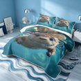 thumbnail image 3 of Erosebridal Coastal Otter Quilt King, Ocean Animal King Coverlet Set, Reversible 3pcs, 1 Bedspread and 2 Pillowcases, 3 of 7