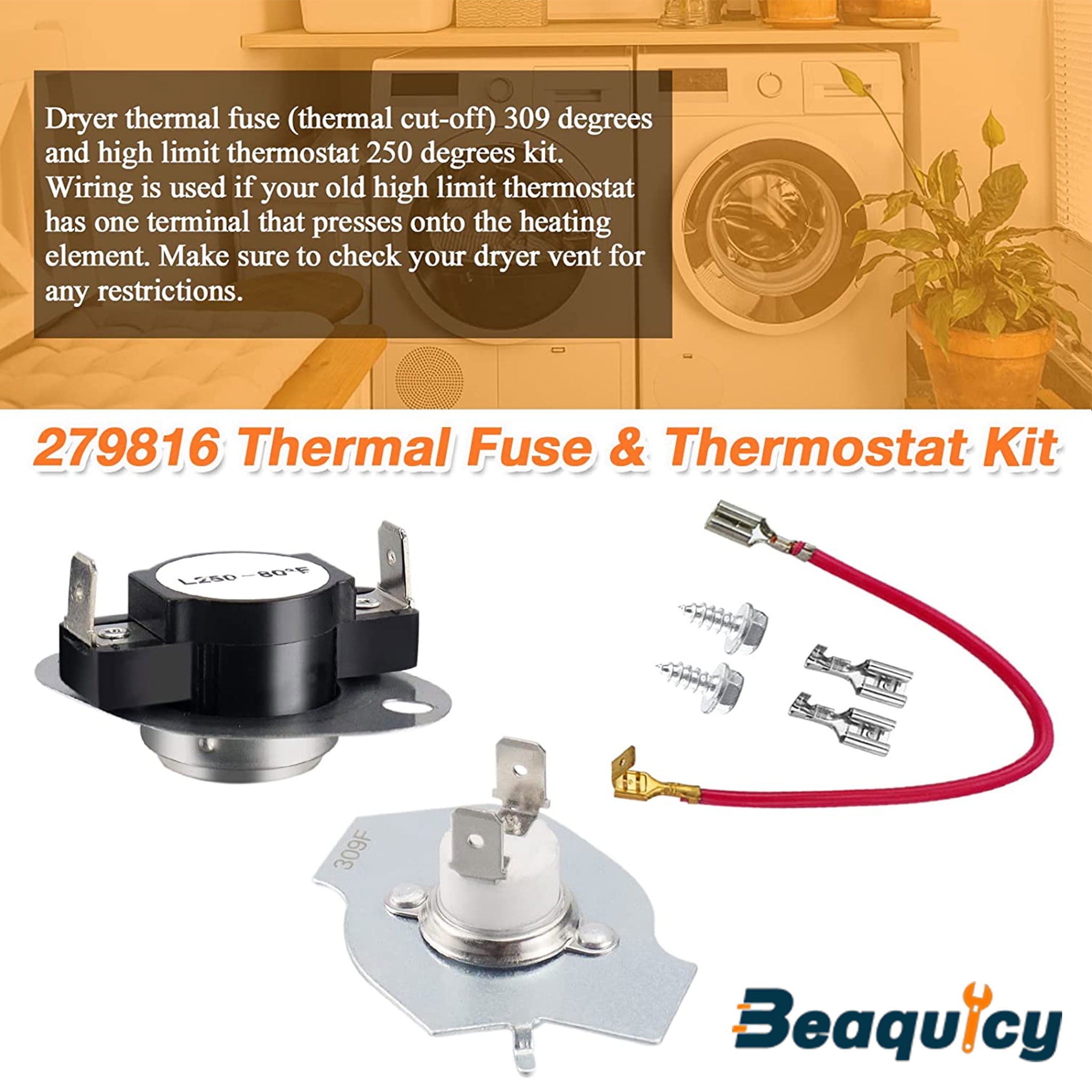 Beaquicy Dryer Heating Element with Thermal Fuse Kit for Whirlpool Dryers