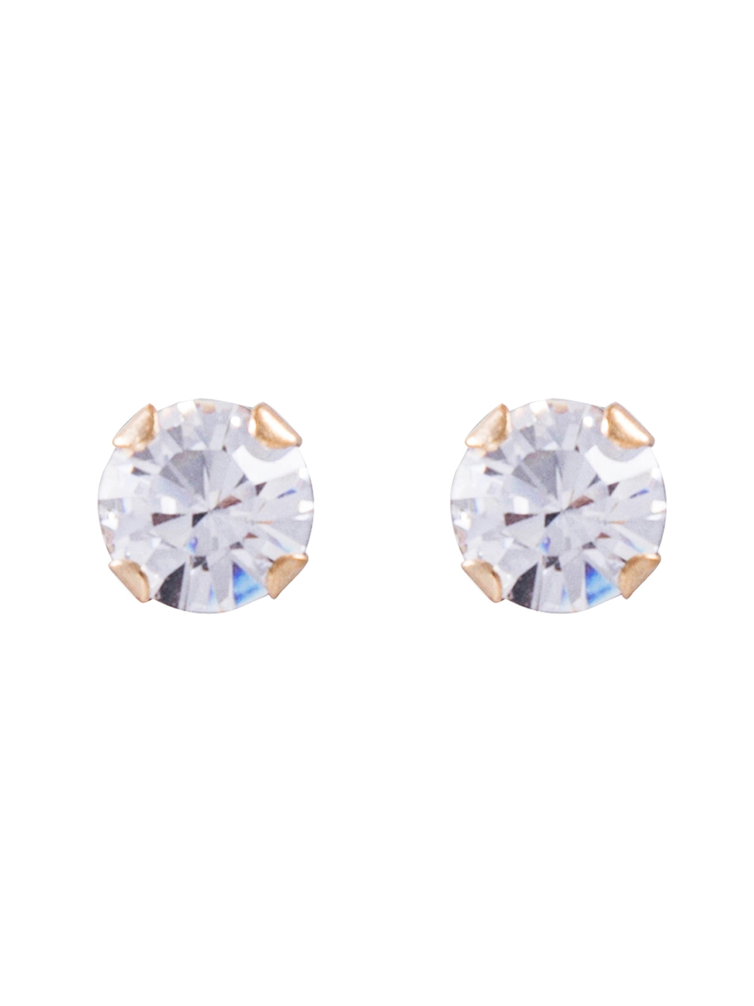 Brilliance Fine Jewelry CZ Round Stud Earrings, 14K, Yellow Gold, 2.50 in