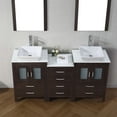 thumbnail image 5 of Dior 66" Double Bath Vanity in Zebra Gray with White Engineered Stone Top and Square Sinks with Polished Chrome Faucets with Matching Mirror, 5 of 9