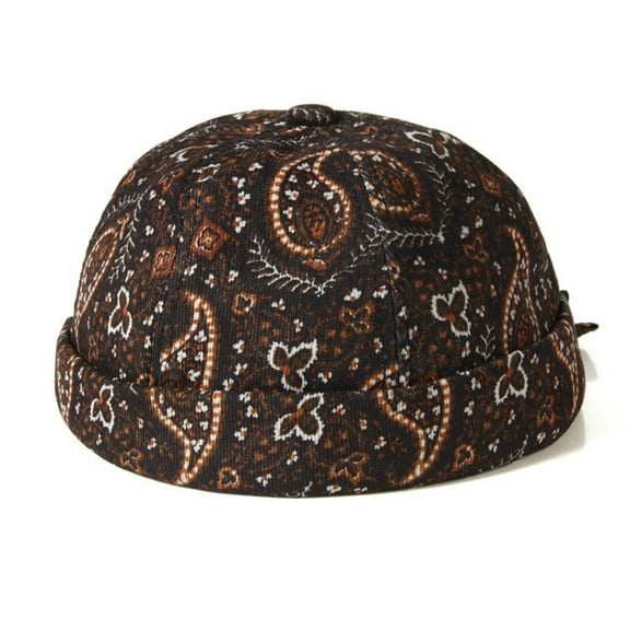 Skull Cap Retro Yuppie Hat Men And Women Autumn And Winter Cashew Flower Hat Brimless Sailor Cold Hat Hat Pumpkin Hat