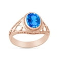 thumbnail image 2 of AFFY Celtic Lady's Simulated Blue Topaz Ring In 14K Rose Gold Plated 925 Sterling Silver Jewelry for Ladies, Ring Size 10, 2 of 4