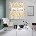 thumbnail image 5 of Fruit Leaves Kitchen Curtains Valances and Tiers Set of 3 Pink Peaches Yellow Lemons Summer Plant Tier Curtains and Valance with Rod Pocket for Small Windows, 27.5"x24", 5 of 9