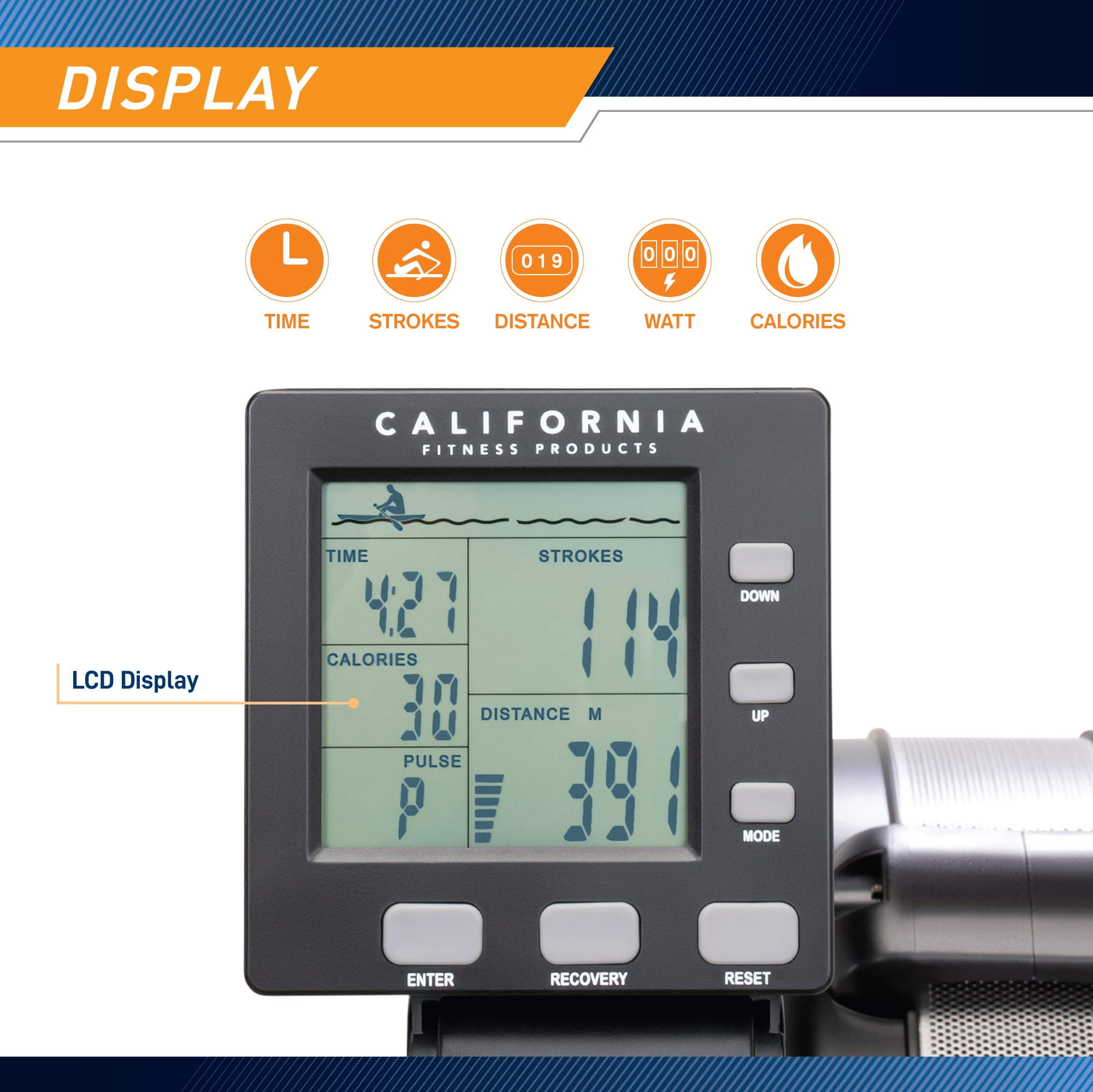 California Fitness Products Rower by Marcy Deluxe Rowing Machine with Adjustable Air Resistance NS-7874RW