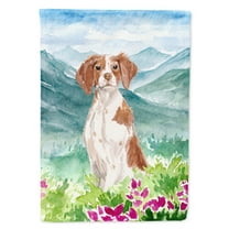 Carolines Treasures CK1989GF Mountian Flowers Brittany Spaniel Flag Garden Size  Small multicolor