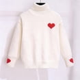 thumbnail image 5 of Cowsor Girls Heart Embellished Turtleneck Sweater Long Sleeve Knit Pullover Warm Top for 3-10 Years Old Winter Daily Wear, 5 of 6