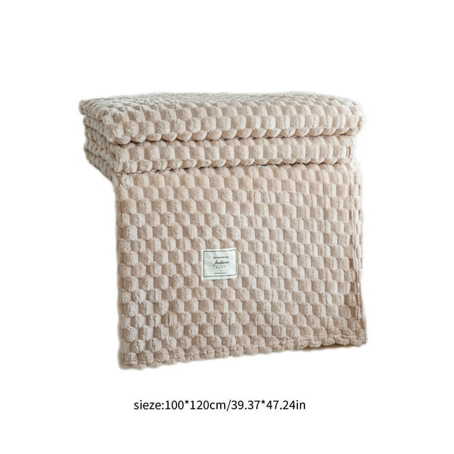 Flannel Fleece Blanket 39x55 Inches Super Soft Solid Color Microfiber Blanket for All Seasons Brown