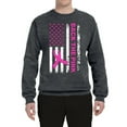 thumbnail image 2 of Wild Bobby Back the Pink American Flag Breast Cancer Awareness Unisex Crewneck Sweatshirt, Charcoal, XX-Large, 2 of 6