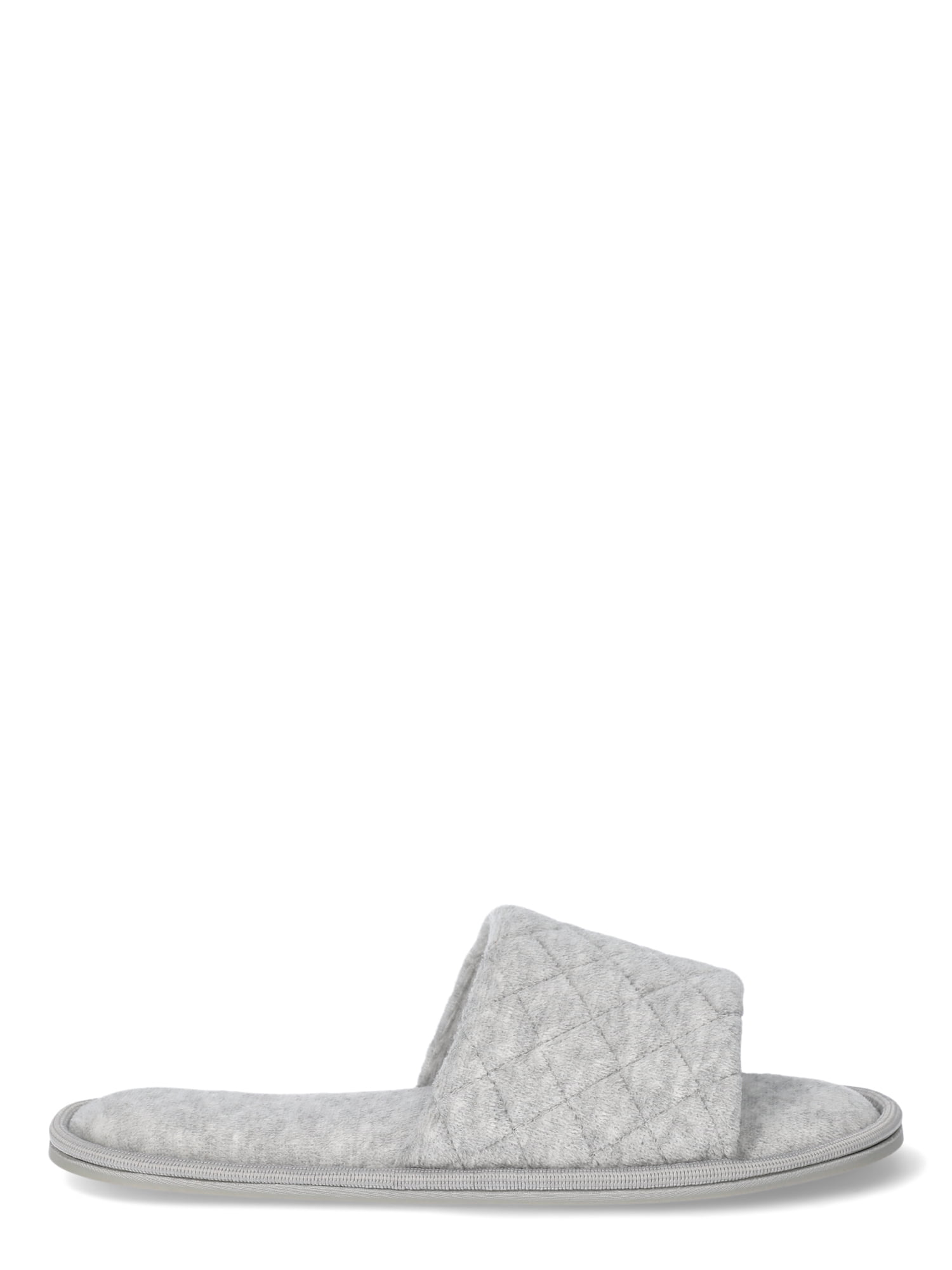 Joyspun Women's Quilted Single Band Slide Slippers, Wide-Width Available